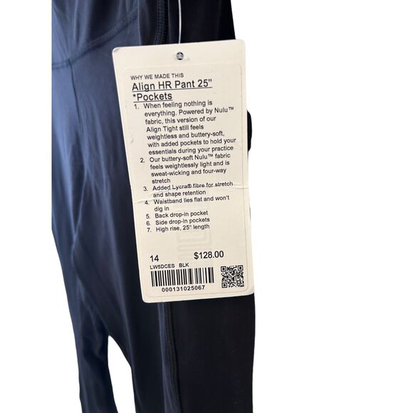 lululemon Align High-Rise Pant with Pockets 25" Black NWT  SIZE 14 - Picture 9 of 11